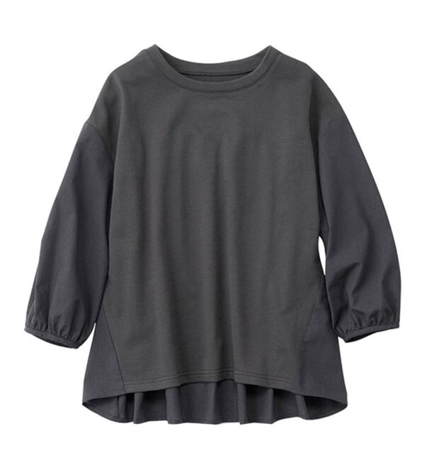 Viola e Viola（ヴィオラ エ ヴィオラ）の「綿混ミニ裏毛異素材切替フレアートップス（カットソー）」｜詳細画像