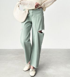 GeeRA（ジーラ）の「アソートカットアウトダメージパンツ（フルレングスパンツ）」｜ミント
