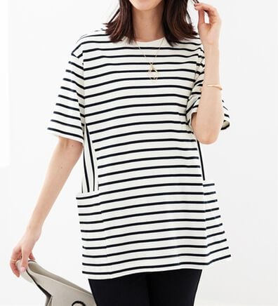 BELLUNA（ベルーナ）の「サイドポケット使いボーダー柄チュニック（チュニック）」