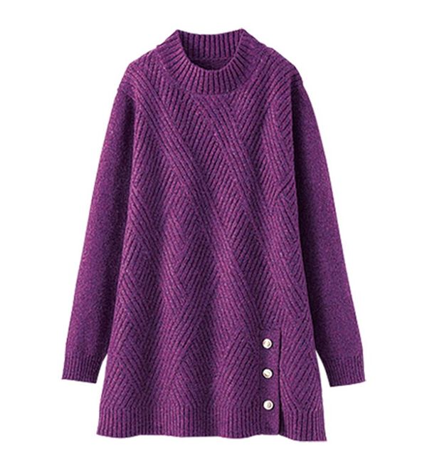 BELLUNA（ベルーナ）の「ミックス調ボタン使いニットチュニック（チュニック）」｜詳細画像