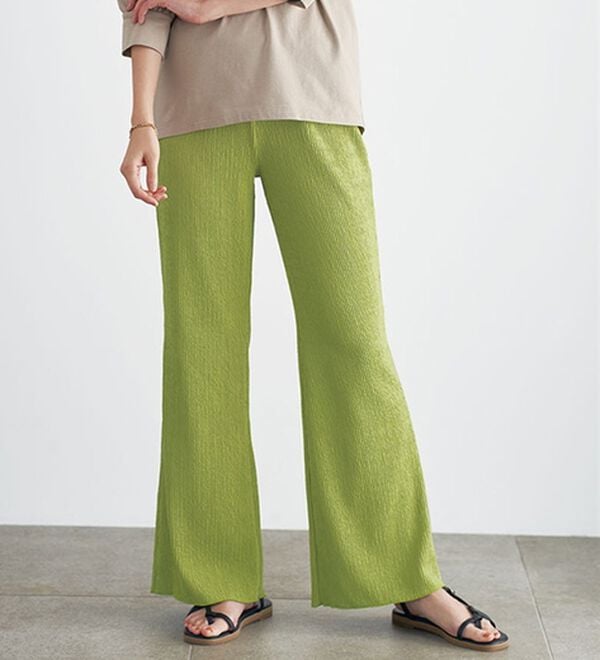 BELLUNA（ベルーナ）の「ランダムクレープパンツ（フルレングスパンツ）」｜グリーン