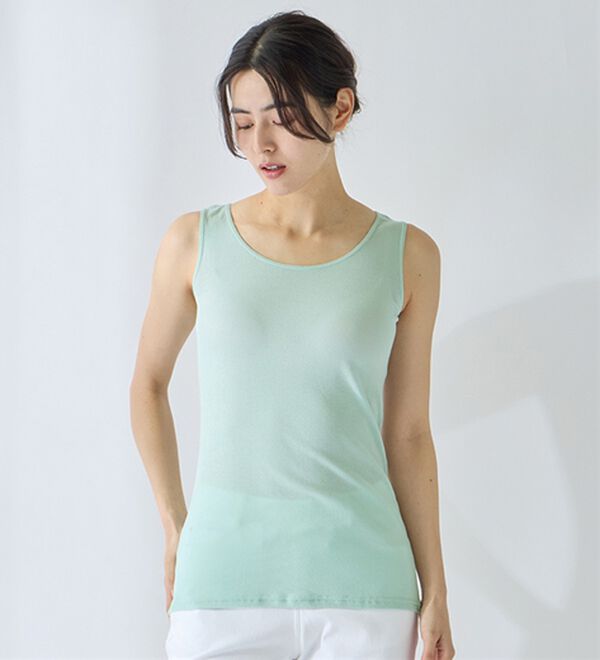 LAVIENNE（ラヴィエンヌ）の「【ムレ嫌いさん必見！】綿１００％涼しいタンクトップインナー＜さらりラボ＞（肌着・インナーウェア）」｜詳細画像