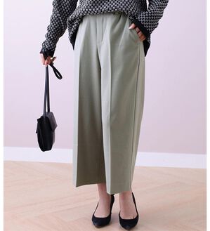 BELLUNA（ベルーナ）の「ストレッチ素材ベルト付ワイドパンツ（ワイドパンツ・ガウチョ）」｜オリーブ
