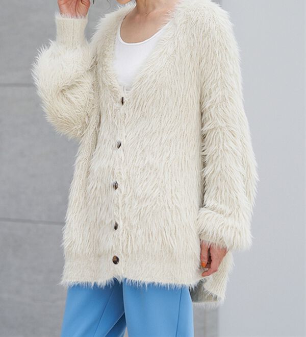 RANAN（ラナン）の「ロングフェザーシャギーオーバーカーデ（ニットカーディガン）」｜詳細画像