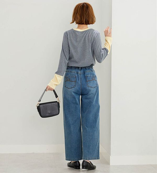 BELLUNA（ベルーナ）の「配色リブ素材クルーネックプルオーバー（カットソー）」｜詳細画像
