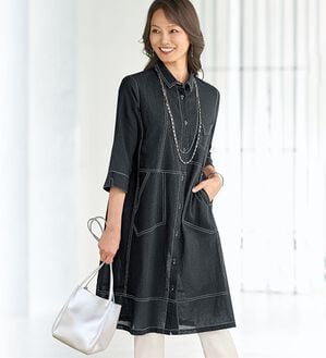 BELLUNA（ベルーナ）の「綿麻ボイルワッシャー素材ステッチ使いチュニックワンピース（チュニックワンピース）」｜詳細画像