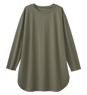 Viola e Viola（ヴィオラ エ ヴィオラ）の「ひんやり＆さらり綿混チュニックＴシャツ（チュニック）」｜オリーブ／長袖