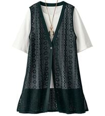 BELLUNA（ベルーナ）の「【Ｔシャツ付】透かしジレアンサンブル（ジレ）」