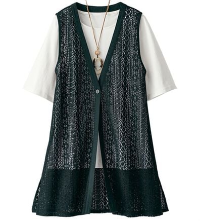 BELLUNA（ベルーナ）の「【Ｔシャツ付】透かしジレアンサンブル（ジレ）」