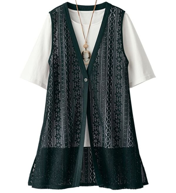 BELLUNA（ベルーナ）の「【Ｔシャツ付】透かしジレアンサンブル（ジレ）」｜詳細画像