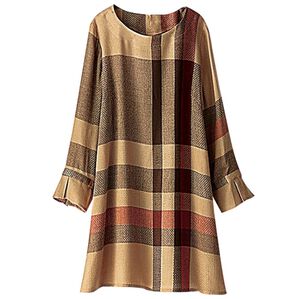 BELLUNA（ベルーナ）の「変化織チェックチュニック（チュニック）」｜キャメル系