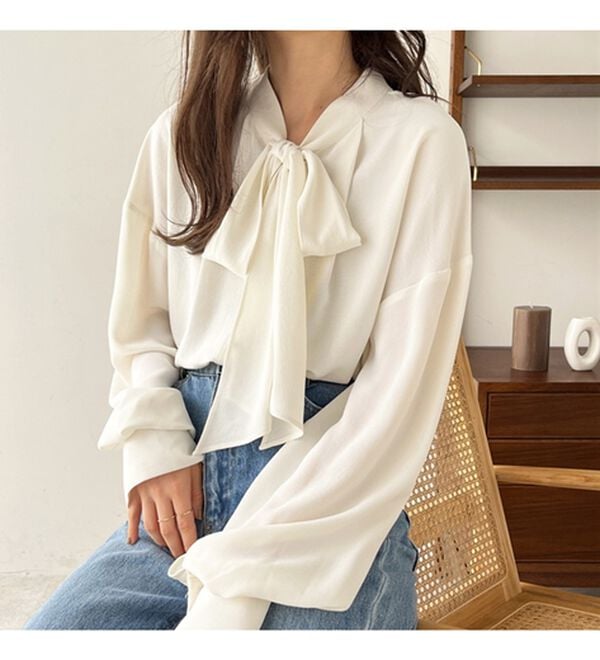 GeeRA（ジーラ）の「前後２ｗａｙボウタイブラウス（ブラウス）」｜詳細画像