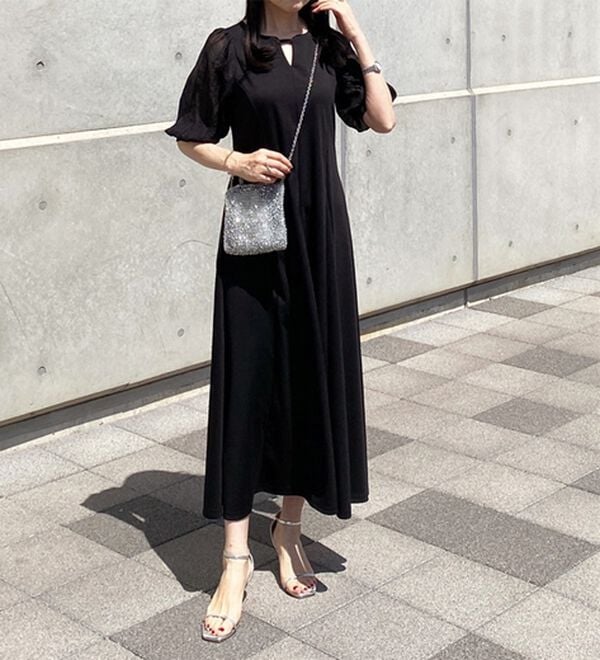 GeeRA（ジーラ）の「袖楊柳シアー美ラインワンピース（カットソーワンピース）」｜詳細画像