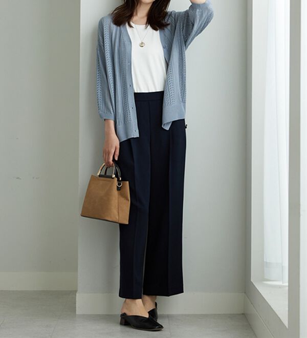 BELLUNA（ベルーナ）の「メランジストレッチ素材ワイドパンツ（ワイドパンツ・ガウチョ）」｜詳細画像