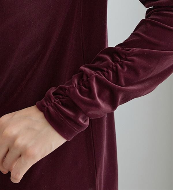 BELLUNA（ベルーナ）の「艶やかシアーベロア袖シャーリングプルオーバー（カットソー）」｜詳細画像