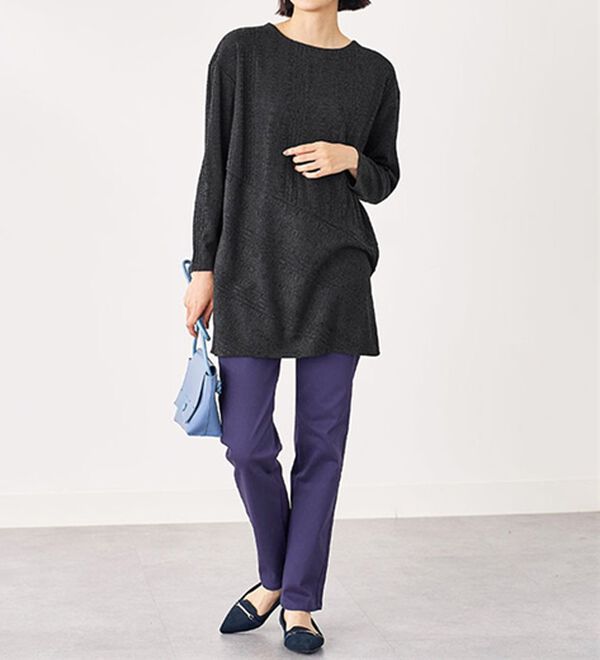 BELLUNA（ベルーナ）の「杢調ランダムテレコ切替チュニック（チュニック）」｜詳細画像