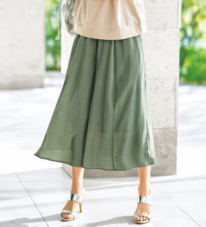 BELLUNA（ベルーナ）の「スラブ素材ポケット付ワイドパンツ（ワイドパンツ・ガウチョ）」｜オリーブ