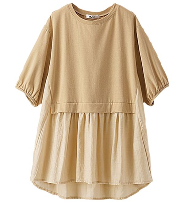 BELLUNA（ベルーナ）の「ギャザー使い異素材切替ふんわりチュニック（チュニック）」｜詳細画像