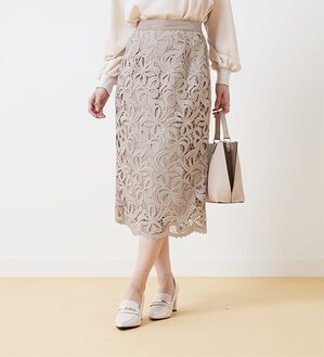 BELLUNA（ベルーナ）の「華やかリボンレーススカート（ロングスカート）」｜ピンク