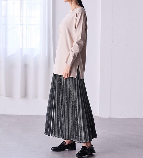 RANAN（ラナン）の「＜ＢＣ＞綿１００％×吸湿発熱！あったか裾スリットロングプルオーバー（カットソー）」｜詳細画像