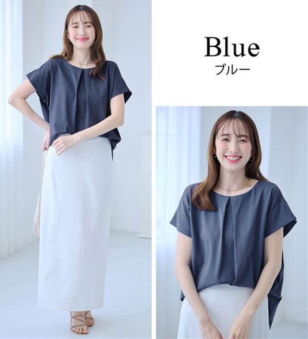 alotta（アロッタ）の「ひんやりタックデザインＴシャツ（カットソー）」｜詳細画像