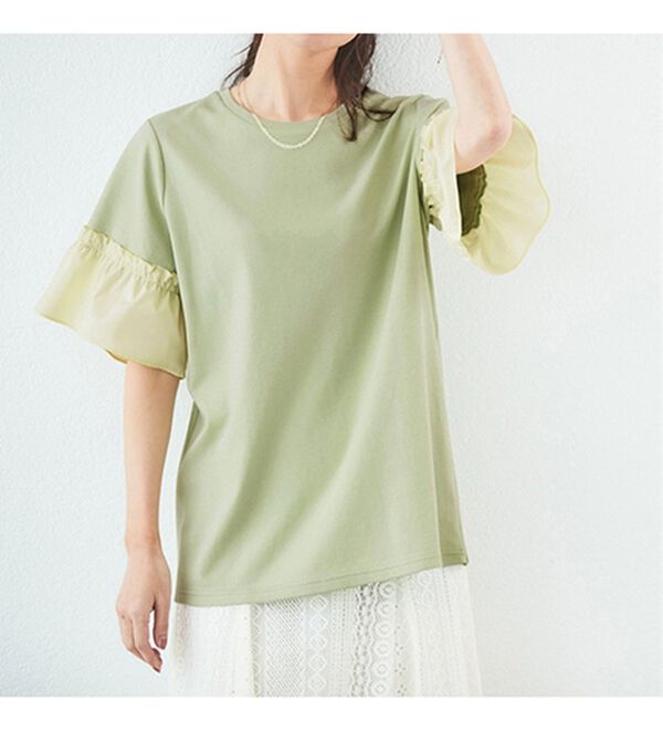 BELLUNA（ベルーナ）の「オーガニックコットン素材切替デザインプルオーバー（カットソー）」｜詳細画像