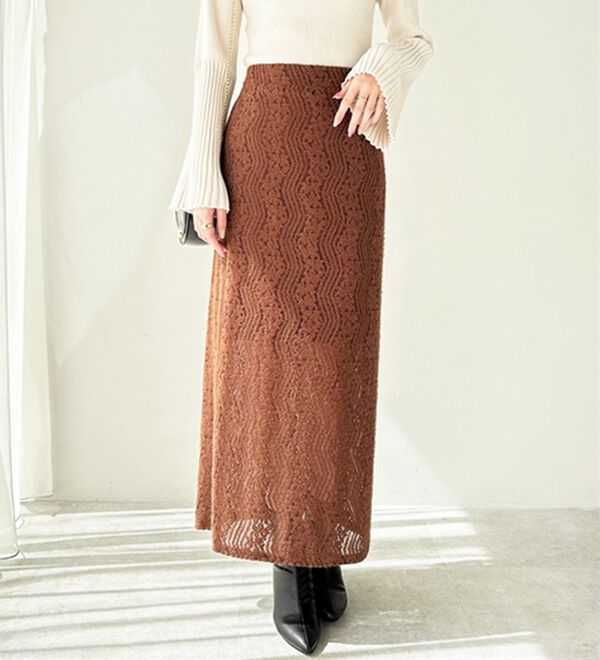 GeeRA（ジーラ）の「起毛レースタイトスカート（ロングスカート）」｜詳細画像