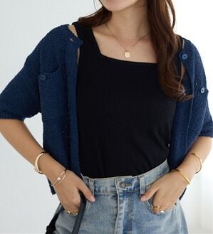 Viola e Viola（ヴィオラ エ ヴィオラ）の「保冷剤ポケット付スクエアタンクトップ（タンクトップ・キャミソール）」｜ブラック