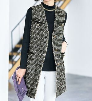 VINNO（ヴィノ）の「＜日本製生地＞ツイードジレ（ジレ）」｜詳細画像