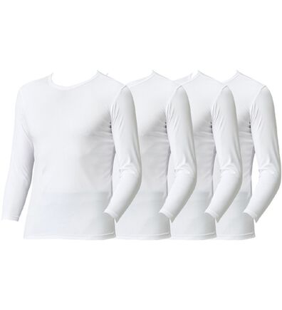 「【４枚組】抗菌防臭・マイクロファイバー裏起毛あったかインナー４枚組（シャツ）　長袖丸首（メンズ肌着・インナーウェア）」