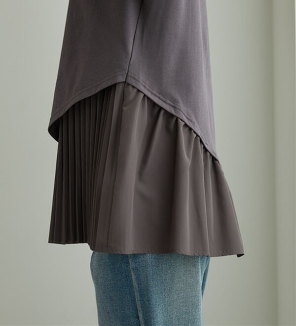 BELLUNA（ベルーナ）の「異素材使い裾アシメデザインチュニック（チュニック）」｜詳細画像