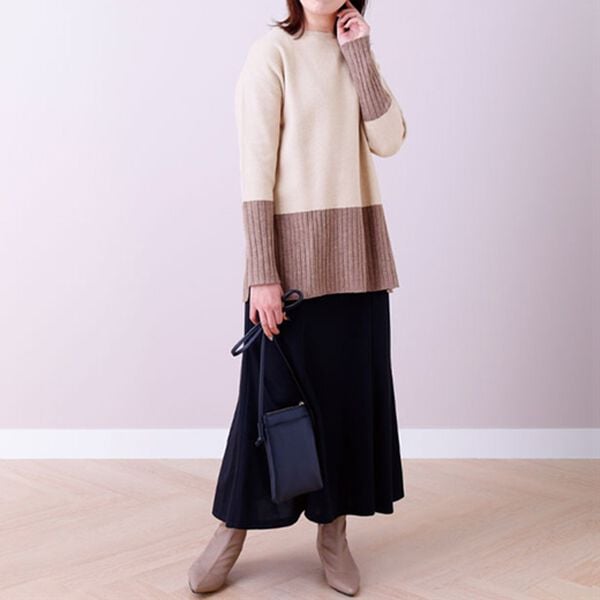 BELLUNA（ベルーナ）の「袖＆裾配色ニットプルオーバー（ニット・セーター）」｜詳細画像