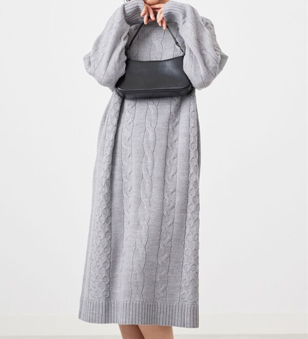 BELLUNA（ベルーナ）の「ケーブル柄ロング丈ニットワンピース（ニットワンピース）」｜詳細画像