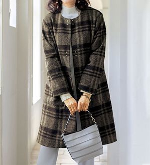 ルフラン（ルフラン）の「ウール入り　ビッグチェックコート（ロングコート）」｜詳細画像