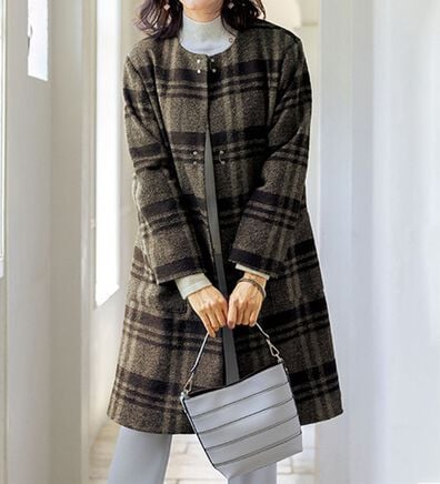 ルフラン（ルフラン）の「ウール入り　ビッグチェックコート（ロングコート）」