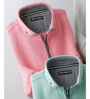 「＜ニコル　モリソン＞衿デザイン杢調トレーナー（メンズトレーナー）」｜ピンク