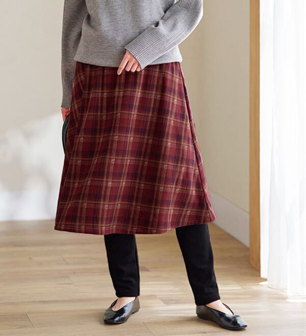 BELLUNA（ベルーナ）の「まるではく毛布！静電防止付レギンス付スカート（フルレングスパンツ）」｜詳細画像