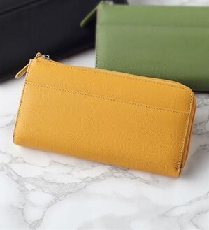「牛革小銭スッキリ長財布（財布・パスケース）」｜イエロー