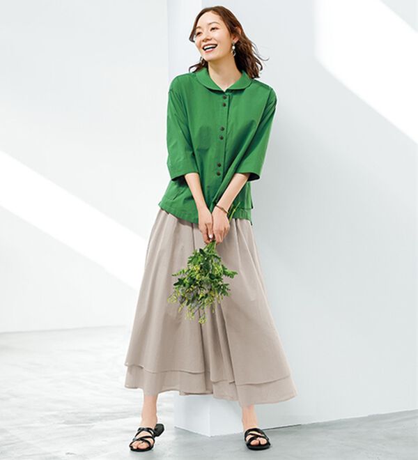 BELLUNA（ベルーナ）の「ふわりと揺れる綿素材フレアースカート（ロングスカート）」｜詳細画像