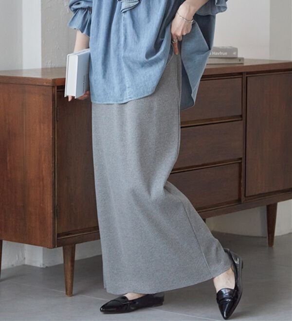 RANAN（ラナン）の「セルフカットリブロングナロースカート（ロングスカート）」｜詳細画像