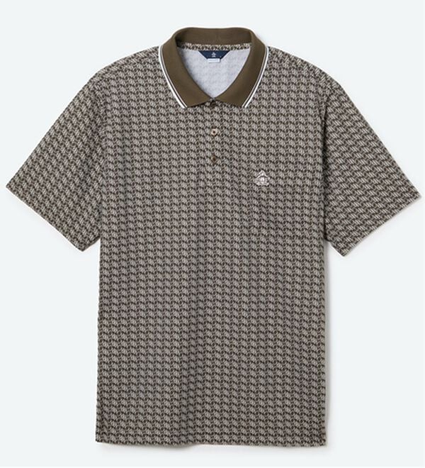 「＜マンシングウェア＞ＳＵＮＳＣＲＥＥＮモノグラムグラフィックプリント半袖ポロ（メンズポロシャツ）」｜ブラウン