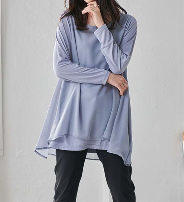 RANAN（ラナン）の「異素材切替フレアーチュニック（チュニック）」｜詳細画像