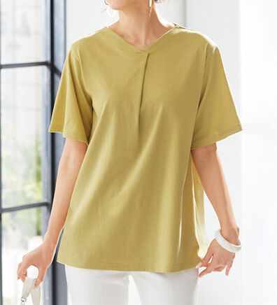 LAVIENNE（ラヴィエンヌ）の「すっきり細見えフロントタックＴシャツ（Tシャツ）」