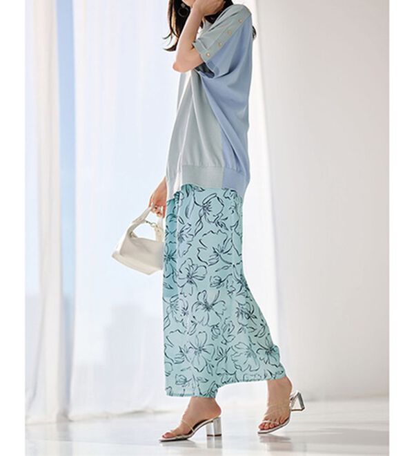 ひんやり！花柄プリントワイドパンツ - ベルーナ【公式】