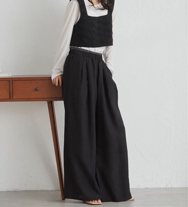 RANAN（ラナン）の「ダブルウエストシアーイージーパンツ（ワイドパンツ・ガウチョ）」｜詳細画像