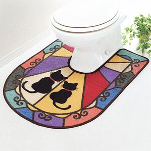 「奥までしっかりガード！耳長トイレマット（トイレマット）」｜ネコ