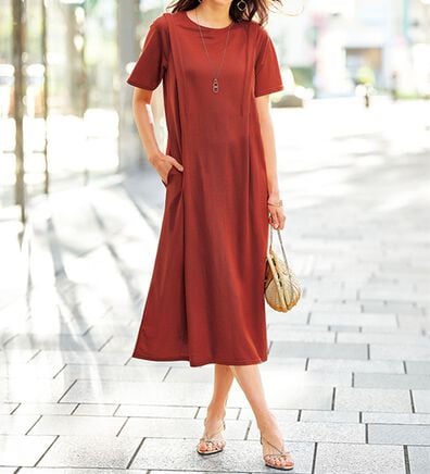 BELLUNA（ベルーナ）の「ヒンヤリ！タック使いかのこワンピース（カットソーワンピース）」