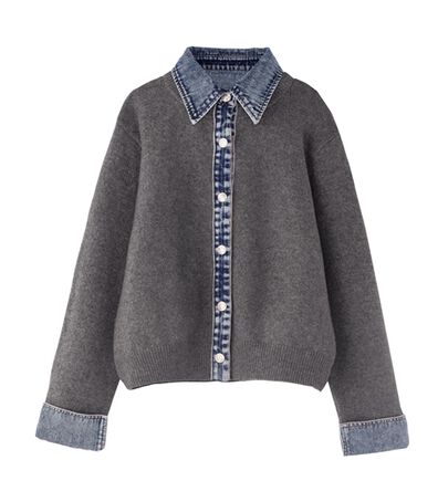 BELLUNA（ベルーナ）の「【重ね着風】デニム&times;ニット切替ジャケット（その他ジャケット）」