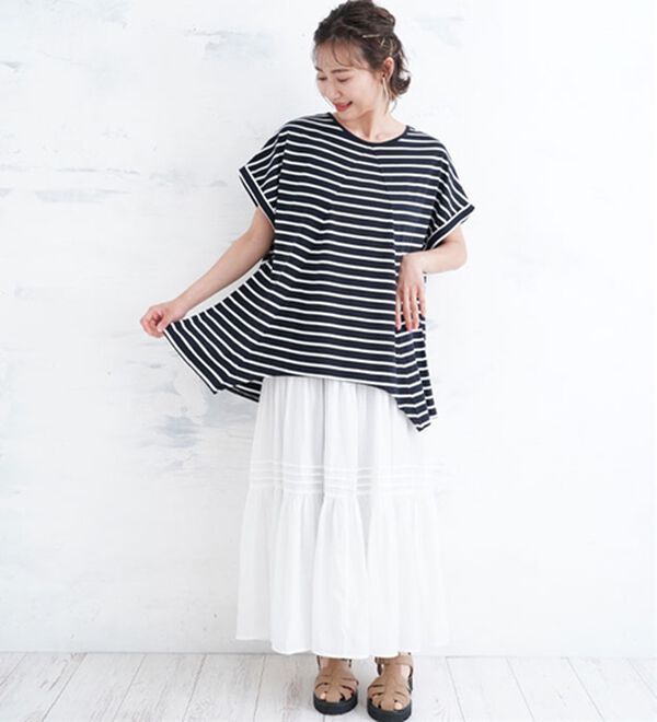 A HAPPY MARILYN（アハッピーマリリン）の「【麗シルエット】綿１００％ 変形パターンで目を惹くＡライン イレヘム チュニック（チュニック）」｜詳細画像