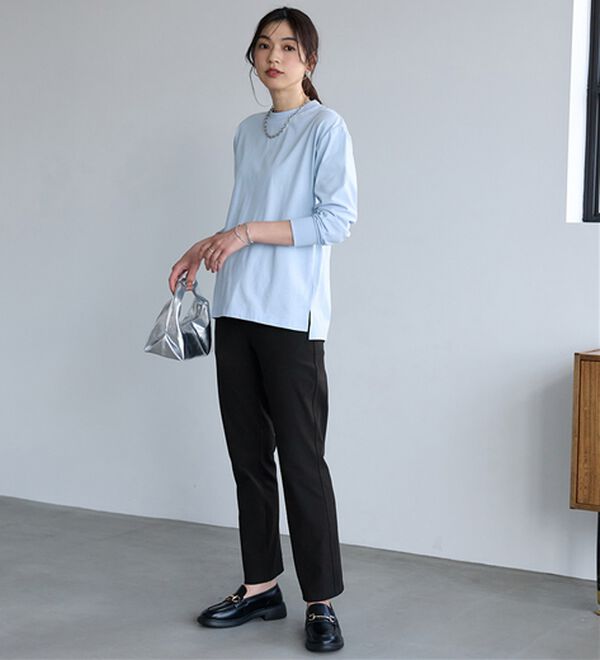 BELLUNA（ベルーナ）の「【汗ジミ対策◎】＜エアリーアイスコットン＞オーバーサイズＴシャツ【選べる袖丈】（カットソー）」｜詳細画像